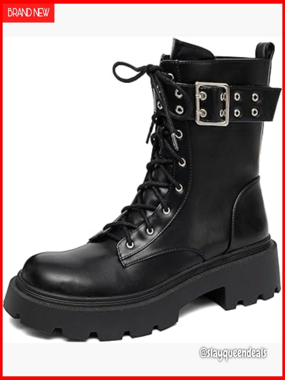 Platform Ankle Combat Boots Lace Up Block Heel Casual Wear